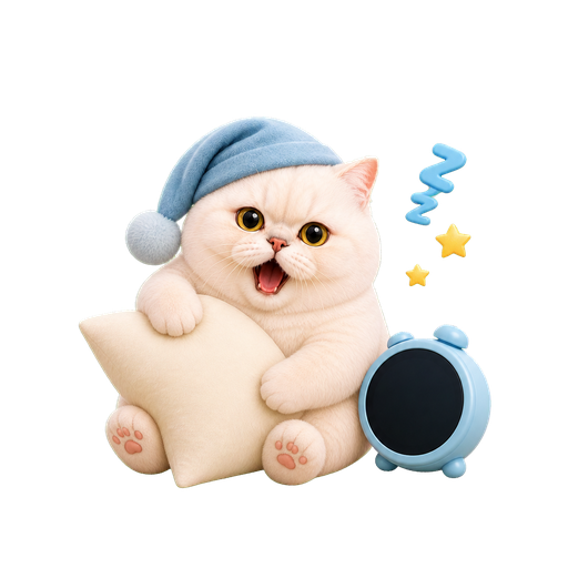 睡眼惺忪的 Mochi 被智慧鬧鐘溫柔叫醒