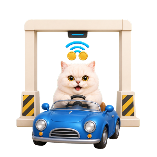 Mochi 開車通過智慧高速公路收費門架