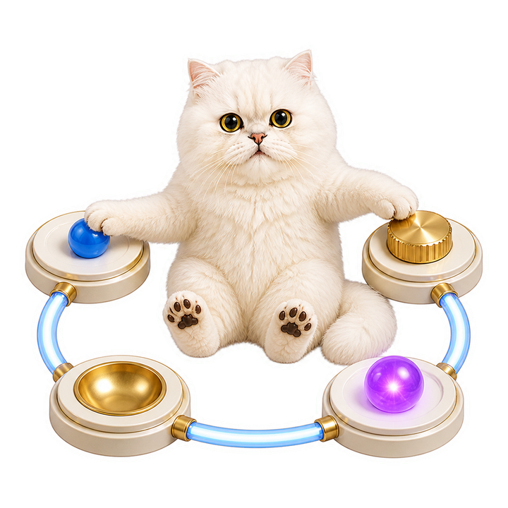 溫和堅定的 Mochi 貓老師推動前向、損失、反向與更新四站循環珠