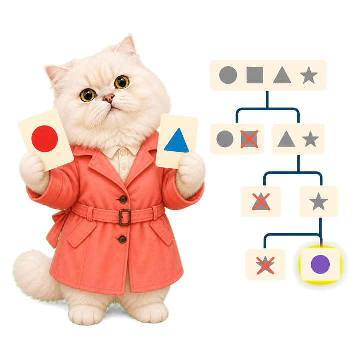 Mochi 貓老師沉思用有效問題逐步排除答案