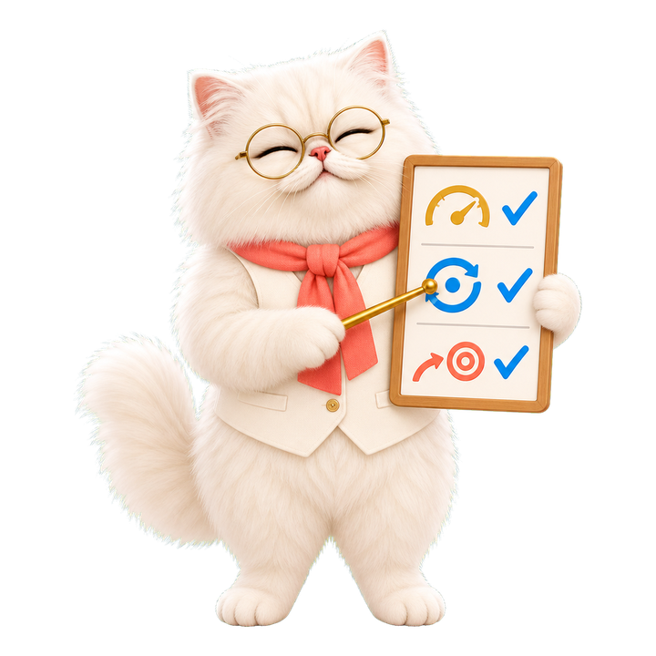 MOCHI 貓老師完成 KPI、資料更新與可行動性的考前檢核