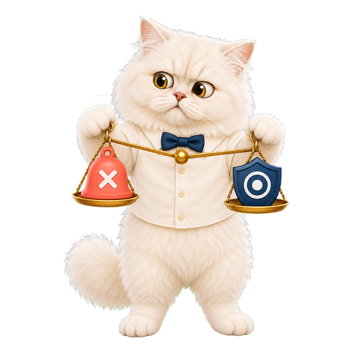 審慎的 Mochi 貓老師以天平權衡錯誤風險與實務效果