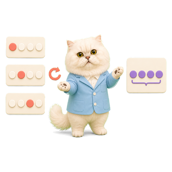 Mochi 貓老師微微擔心地比較單選不穩定與群組穩定