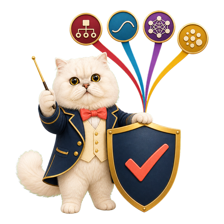 Mochi 貓老師好奇指揮多種模型合成可靠團隊