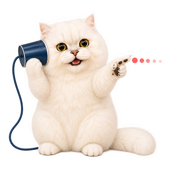 Mochi 貓老師用傳話筒示範訊息與梯度隨距離逐步變弱