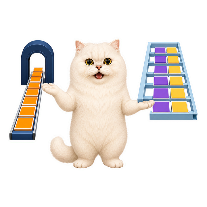 Mochi 貓老師比較 RNN 逐步處理與 Transformer 平行處理序列