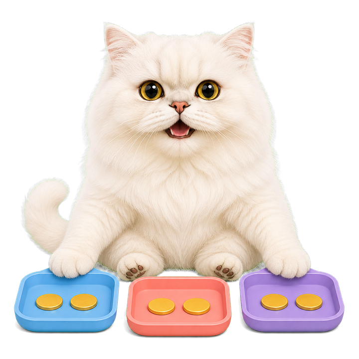 溫柔開心的 Mochi 貓老師把金色貢獻籌碼公平分給不同特徵卡
