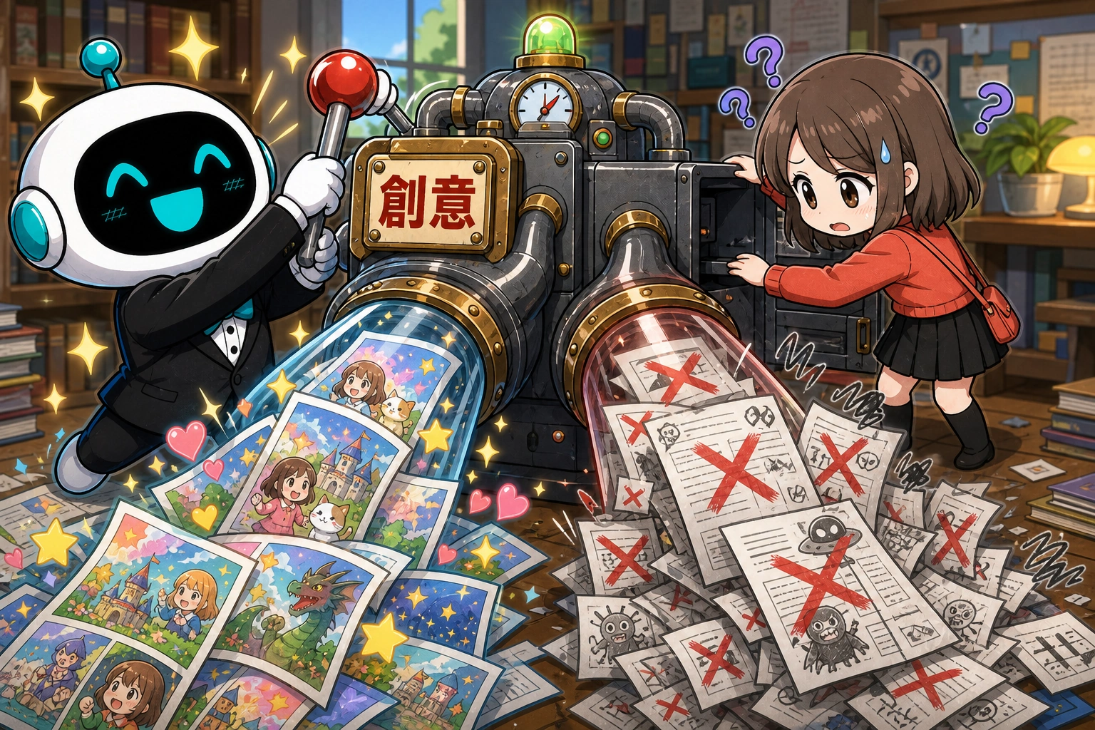AI 扳動唯一的創意拉桿，同一套機器同時噴出漂亮故事和帶紅叉的假資料。